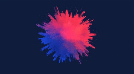 Obraz premium A vibrant explosion of pink and blue particles against a dark blue background.