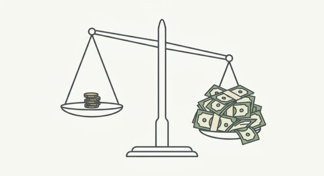 Scales: heavy debt service vs light inflows; default/insolvency risk.