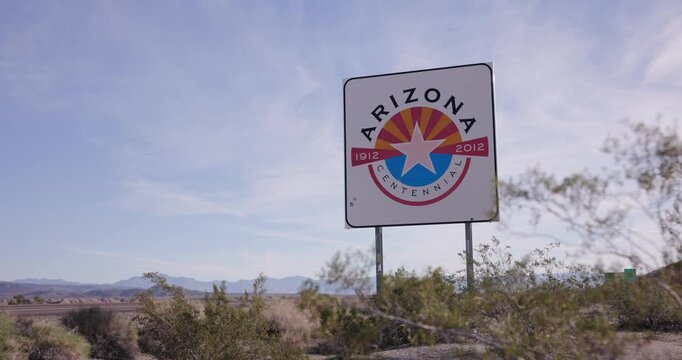 Arizona Centennial Sign Along Interstate 40