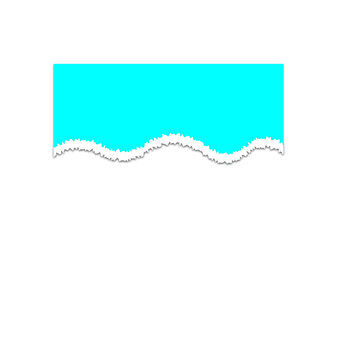 Bright cyan paper sheet with a wavy torn bottom edge