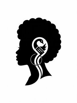 Bold Vector Poster of a Woman with Natural Afro and Adinkra Symbol