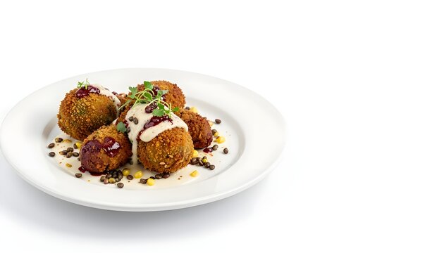 Tepary bean gourmet croquettes premium commercial food photography