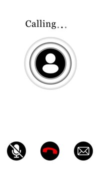 Smartphone incoming call screen interface animation with mute, end call, and message calling mobile