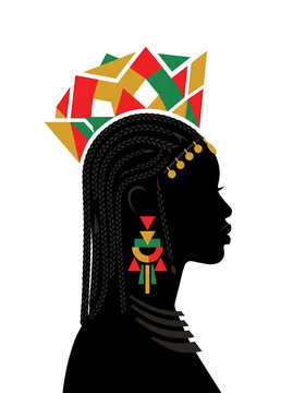 High-Contrast Vector Poster of a Woman with Fulani Braids and Headdress