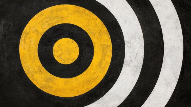 A painting of a target with three concentric circles.