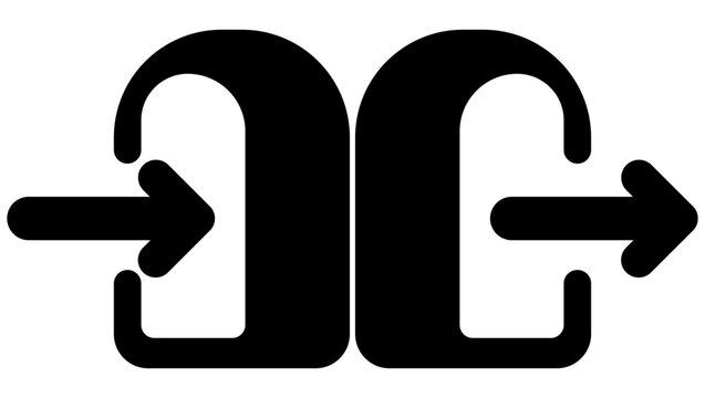 Black and white login and logout vector icon