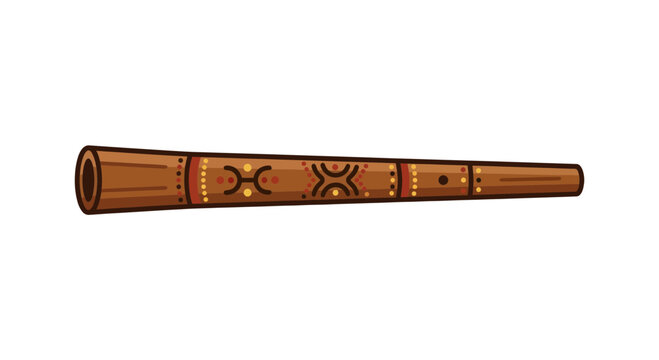 Traditional Australian wooden didgeridoo instrument.