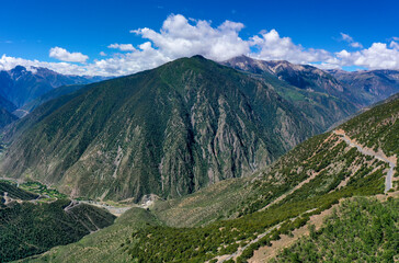 Aerial photo of Lancang River Canyon, Mangkang Jueba Mountain, 318 Sichuan Tibet Line, Xizang © 晓晓 任