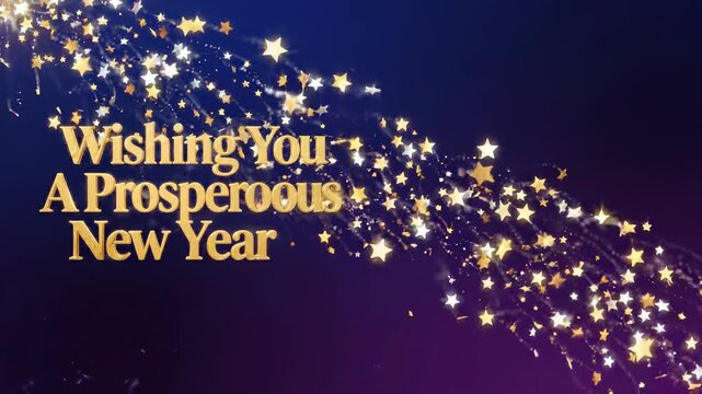 Wishing You A Prosperous New Year festive golden stars background holiday greeting card