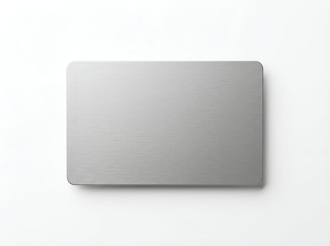 Blank rectangular metal name plate with brushed silver texture