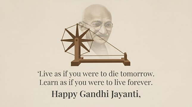 Happy Gandhi Jayanti, 2nd October with Gandhiji Charkha