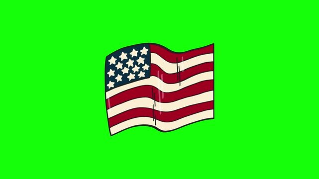 American flag star shape on green screen background