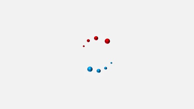 Spinning Red and Blue Balls Progress Animation on White Background, Busy Working Overlay