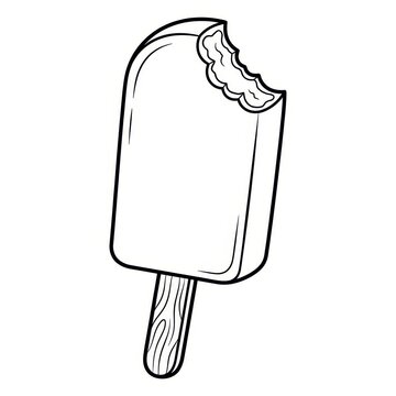 Outline drawing of a bitten ice pop on a stick