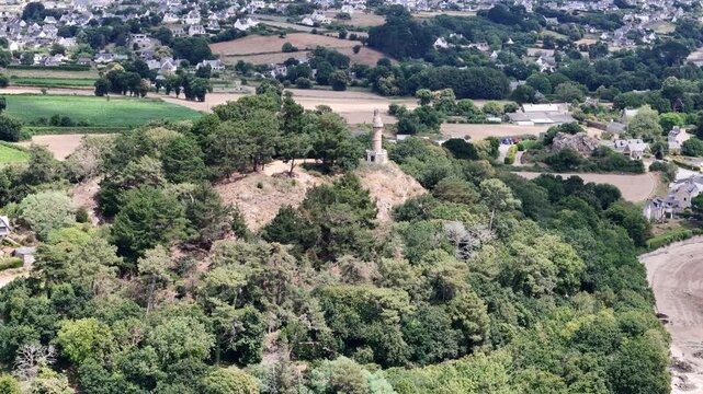 Point de Vue Tour de Kerroc'h historic tower Brittany France drone aerial view