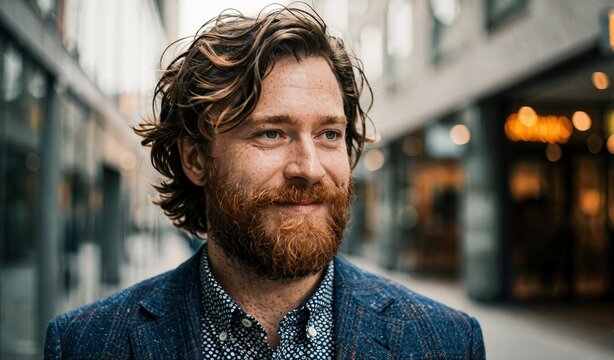 Bearded Man Portrait Urban Street Style Moody Look