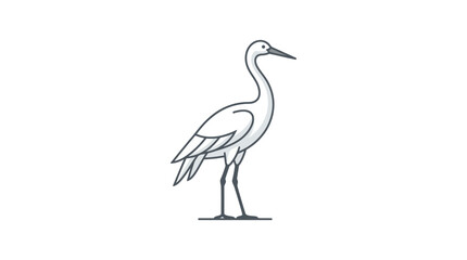 Obraz premium White heron bird standing profile line art icon.