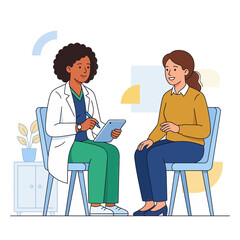 Obraz premium Doctor and Patient Consultation in Modern Flat Illustration Style