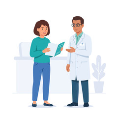 Fototapeta premium Doctor consulting patient about medical information, health check, and treatment plan