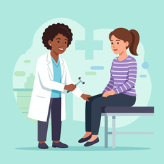 Fototapeta premium Doctor Performing Neurological Reflex Test on Patient, Medical Illustration