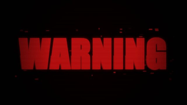 The bold red text displaying a serious warning message emerges from the darkness to alert viewers about potential hazards that might require immediate attention and extreme caution during