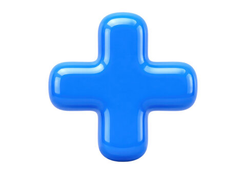 Blue plus sign symbol representing addition and positive mathematical or medical growth.