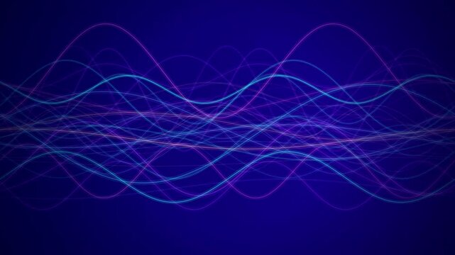 Neon sinusoidal wave lines flow in a seamless loop