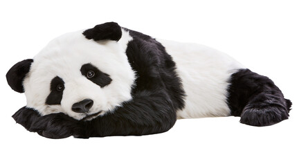 Plush panda toy lying down with head resting on paws © Isadora