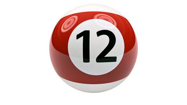 Red billiard ball with number 12