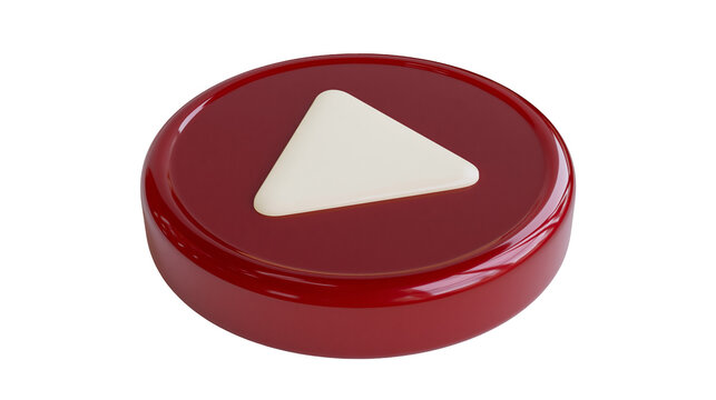 Red circular play button with white triangle icon