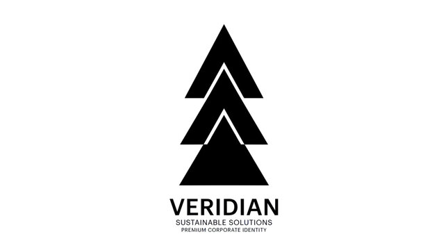 Veridian Sustainable Solutions geometric tree logo design.