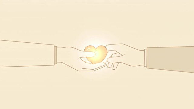 Helping Hands Sharing Glowing Heart Charity Awareness Flat Motion Graphic Seamless Loop