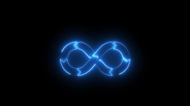 Glowing Neon Infinity Loop Arrows Animation Representing Continuous Cycle, Process Flow, Endless Business Workflow and Automation on Black Background.4k motion graphics video.