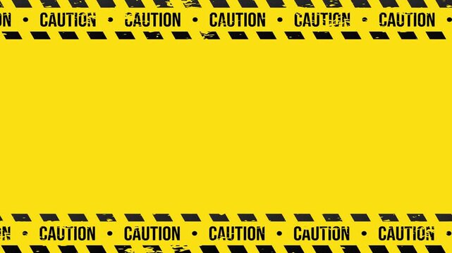 Caution Warning Tape Line Border Frame on Yellow Screen Filmstrip Chroma Key 4K 60 fps