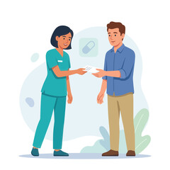 Fototapeta premium Nurse Giving Prescription to Patient, Medical Consultation and Healthcare Services