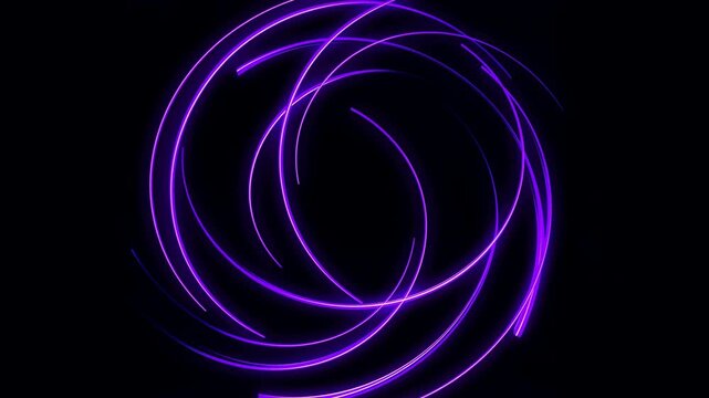 Concentric neon purple rings swirl across dark space, creating futuristic energy with glowing circular trails, bold contrast, sleek motion, and vibrant abstract visual rhythm for tech, music, and