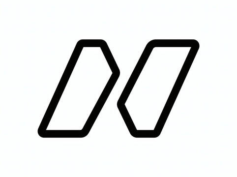 Abstract line art logo featuring two slanted parallel shapes forming a modern letter N monogram. Minimalist vector emblem for corporate consulting, technology, finance, and forward motion branding.