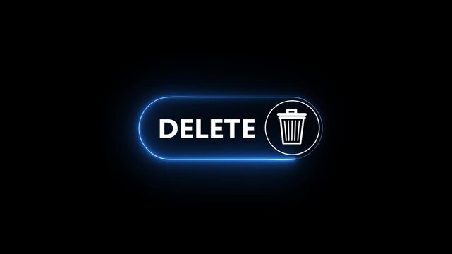 Confident businessman presses glowing 'DELETE' button with trash icon, signifying data removal or system cleanup symbol animation.4k