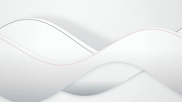 White curved 3D ribbon waves glide in a seamless loop