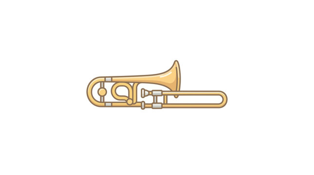 Gold brass trombone musical instrument illustration.