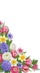 Fototapeta premium Beautiful Spring Flower Arrangement Corner Border.