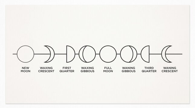 Minimalist moon phases illustration