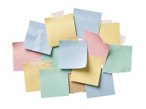 Collection of assorted pastel sticky notes as PNG asset