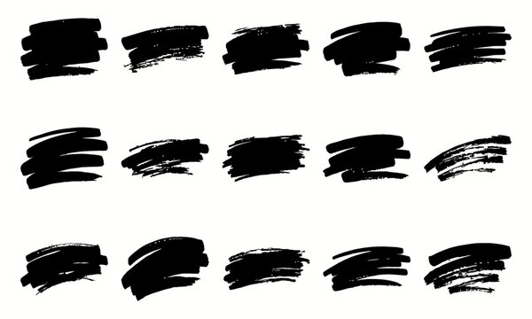 Set of black grunge brush strokes