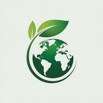 Green earth planet icon with leaves for environmental design