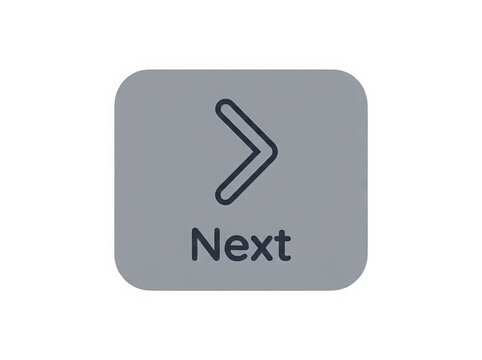 Simple grey next arrow button with text isolated on transparent background