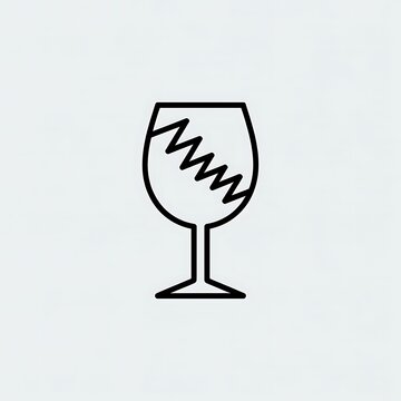 Broken wine glass icon with crack line