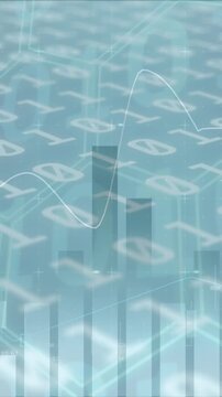 Animation of financial data processing over grey background