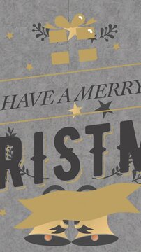 Animation of have a merry christmas text over christmas decorations background