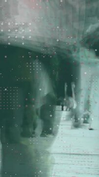 Animation of white spots moving over busy city